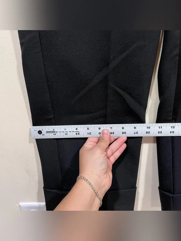 Sezane High Waist Straight Leg Wool Blend Pants Trousers-Black-Size 38 (US 6) - Image 5