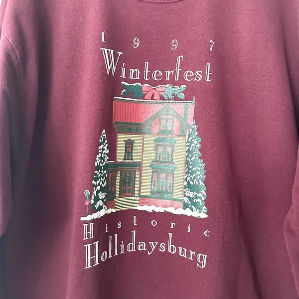 Vintage Jerzees Burgundy 1997 Winterfest Historic Hollidaysburg Sweatshirt Read - Image 8