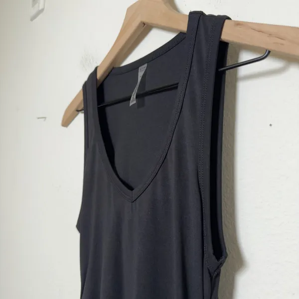 Anthropologie Beyond‎ Yoga Women Fit the Mood Midi Dress XS Black Ruched Tank - Image 7
