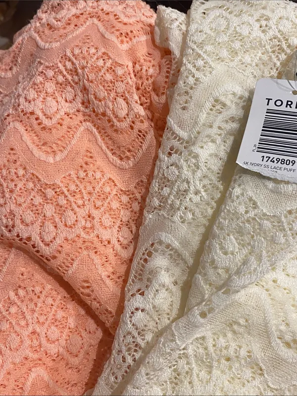 BUNDLE Torrid Lace Crochet Tees Peaches And Cream 2X NWT - Image 8