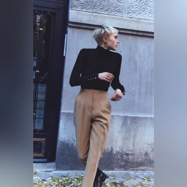 Zara Tan High Waisted Pants - Image 3