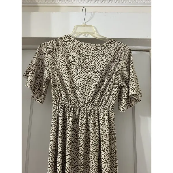 SHEIN Short Sleeve Leopard Print Long Maxi Dress Size XS 2 Teacher Modest Fun - Image 4