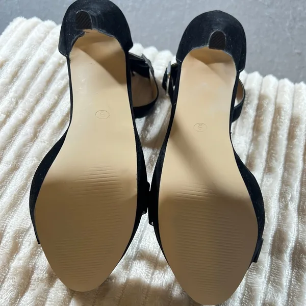 830 | NIB Black Platform Ankle‎ Strap Stiletto Heels Womens 9 - Image 7