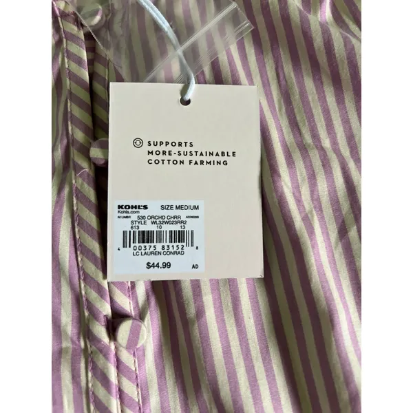 NWT LC‎ Lauren Conrad purple/white stripped 3/4 sleeve blouse size medium - Image 5