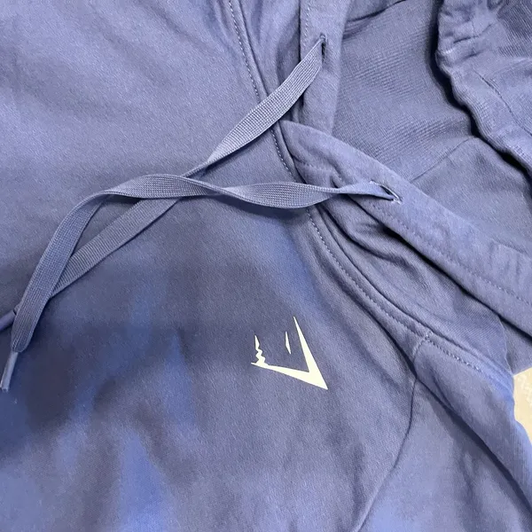 Gymshark Cropped Hoodie Sweatshirt Womens Medium Blue Athletic Workout - Image 2