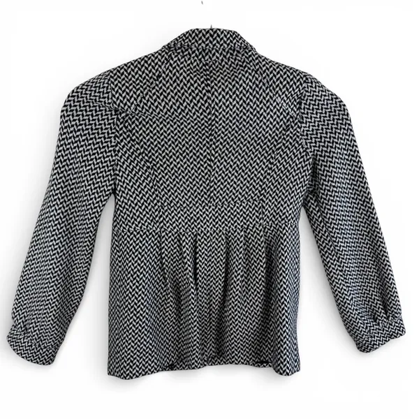 Jack by BB Dakota Herringbone Button Front Coat Black White Pleated Back XS - Image 2
