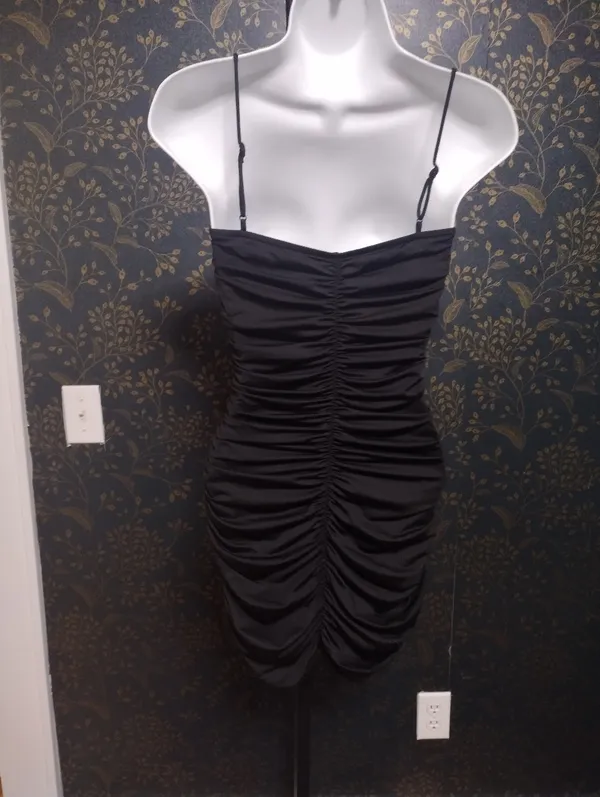 superdown Black Ruched Spaghetti-Strap Mini Dress - Image 2