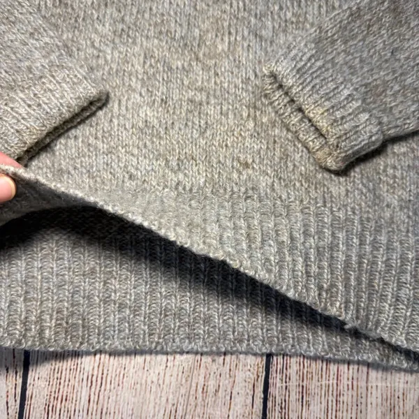 Vtg 70s LL Bean Pullover Wool Heavy‎ Cowl Neck Sweater USA Made Womens L Oatmeal - Image 5