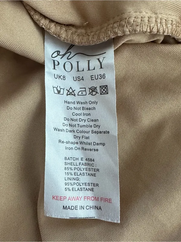 Oh Polly Nude Beige Ruched Mesh Bodycon Mini Dress Size US 4 NWT - Image 6