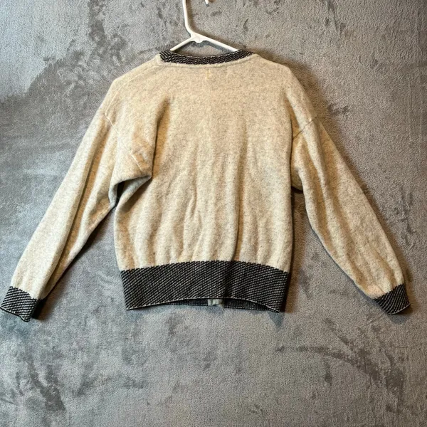 Vintage Wool Angora Rabbit Hair Cardigan Neutral Beige Cozy Cottagecore Granny S - Image 3