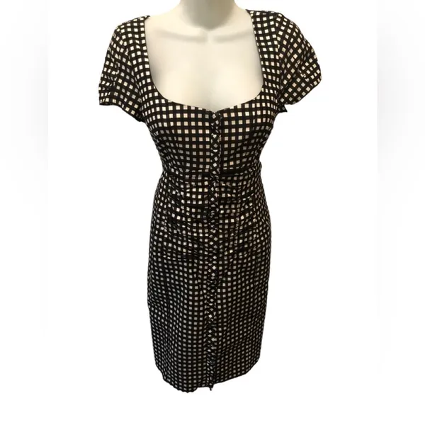 Nanette Lepore Check Me Out Dress Sz. 8 Gingham Full Zip Cottagecore Coquette - Image 2