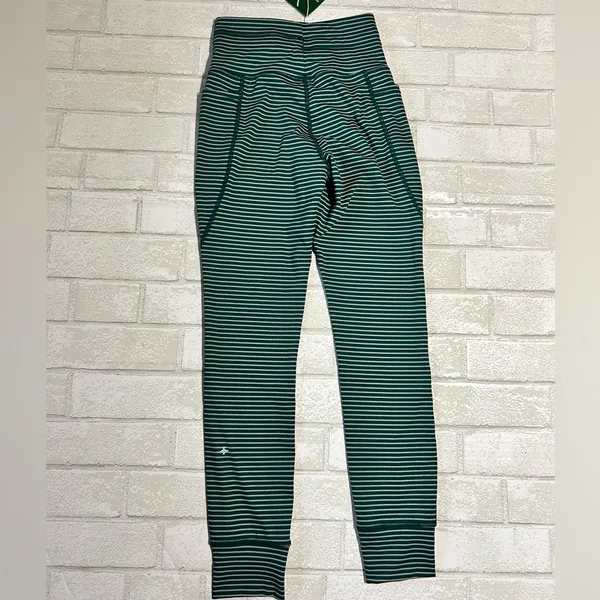 HALARA Woman’s Green and White Striped Joggers - Image 2