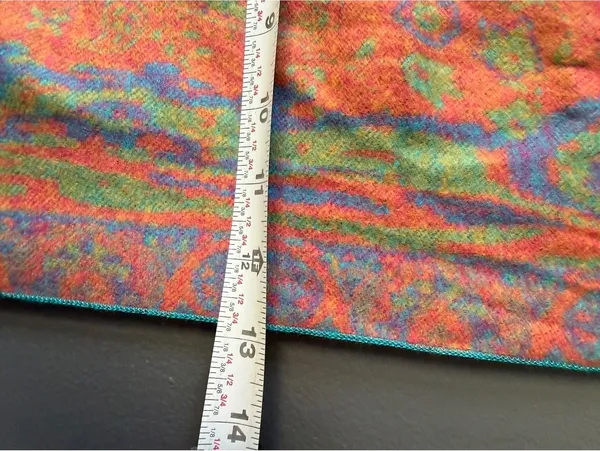 100% Silk Turquoise and Coral Floral Shawl Wrap - Image 9