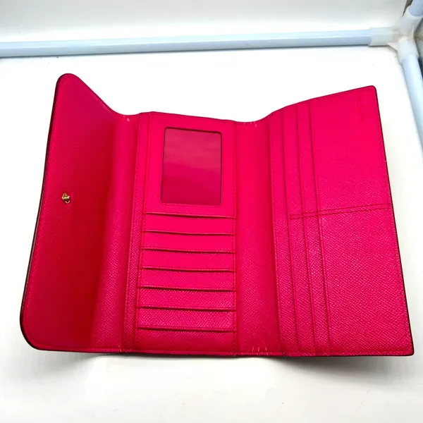 Coach brown leather signature Charlie C snap wallet pink interior A1532 … - Image 7