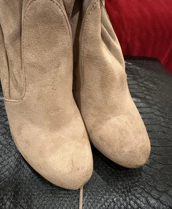 Lulu’s So Much Yes Light Nude Suede Over the Knee Boots - Image 5