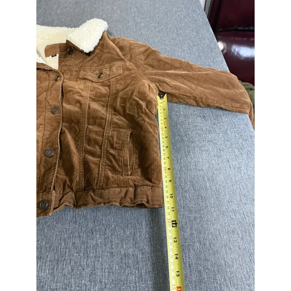 BBJ Los Angeles Women's Brown Cotton Sherpa Lined Trucker Jacket Pockets Sz XL - Image 7