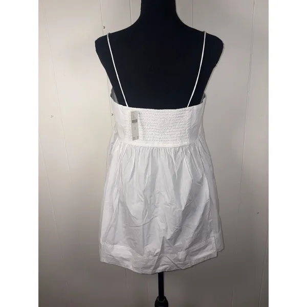 Anthropologie nwt maeve White Pintuck Smocked Babydoll Mini Dress Medium NWT Smocked - Image 2