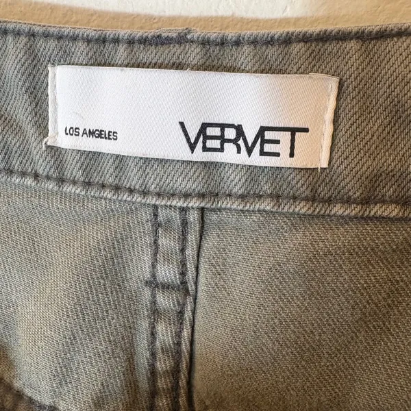 Vervet Super High Rise 90s‎ Vintage Crop Flare Jeans Size 29 Olive Green - Image 6