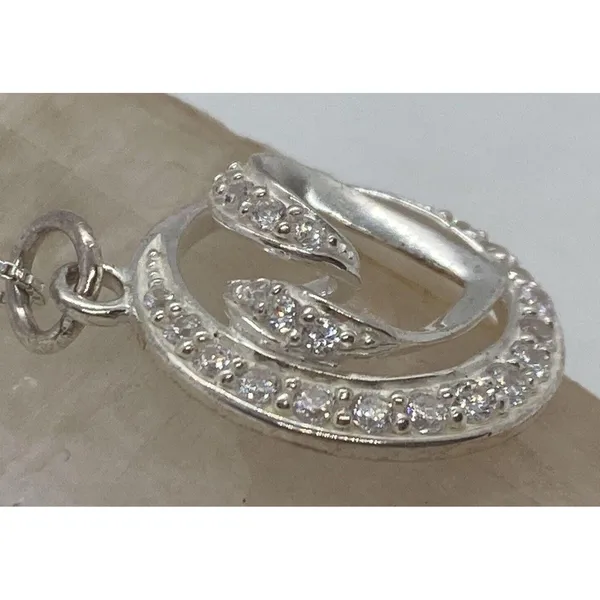 Open Heart Sisters Always CZ Pendant Sterling 925 Silver 18'' Necklace 4g Dainty - Image 5