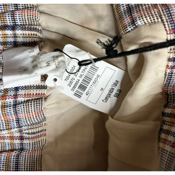 Lost + Wander Women Plaid High Waisted Trousers Tan Blue Multi Size M WPLS4008 - Image 8