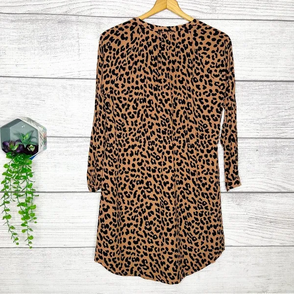 Rails Bella Jaguar Long Sleeve Leopard Print Shirt Dress Tie Waist Size Medium - Image 10