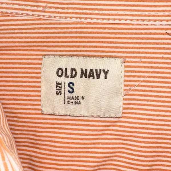Old Navy‎ Orange White Stripe Button Down Shirt Small Long Sleeve Casual - Image 4