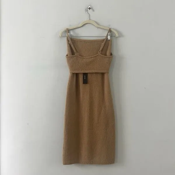 NWT‎ Lulus The Way I Feel Cutout Tan Midi Knit Sweater Dress - Image 5