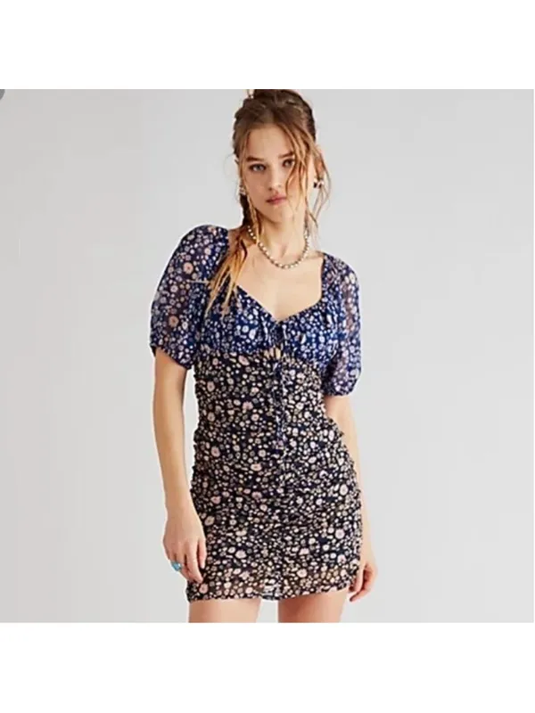 Free People Tessa Floral Ruched Mini Dress Women's Size XS - Image 6