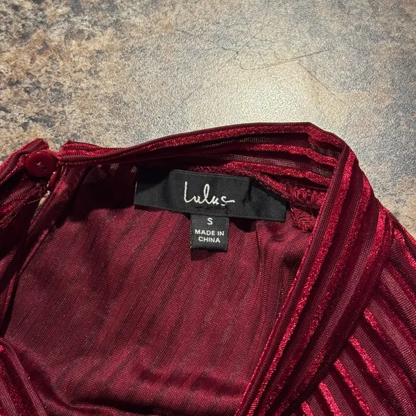 Lulus Bodysuit Velvet Burnout Bustier Whimsigoth Witchy Romantic Burgundy Small - Image 3