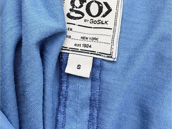 Go Silk Blue V-Neck Short Sleeve Women's Top - Image 3