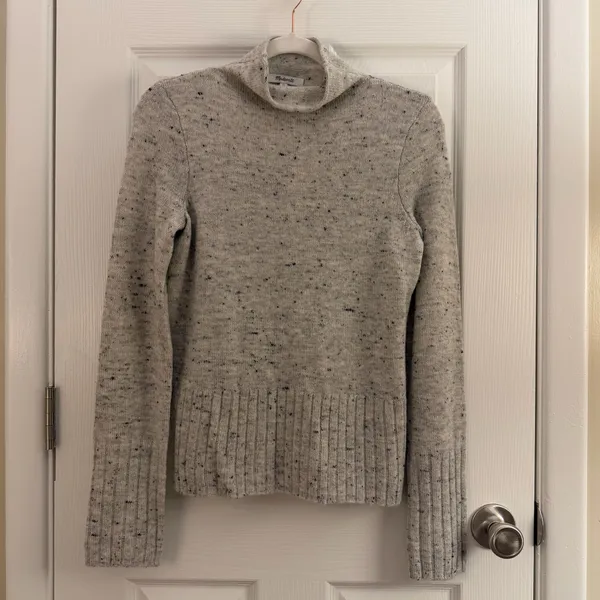 Madewell Gray Smoke Wool Donegal Inland Turtleneck Sweater XS - Image 3