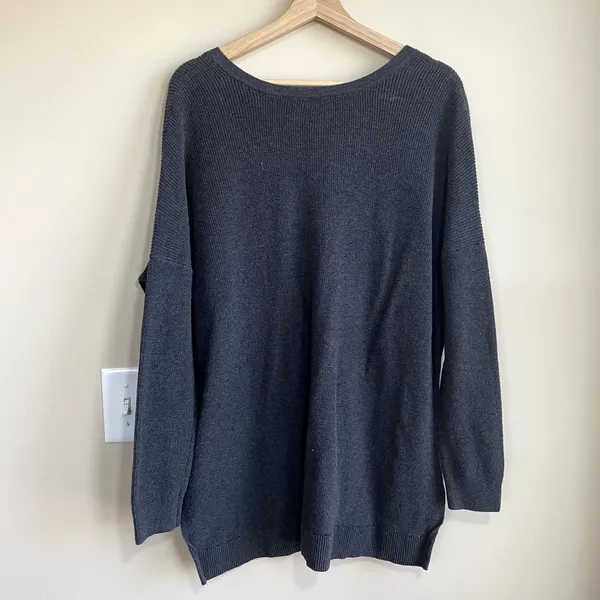 cabi gray oversized‎ cotton knit sweater women's size large casual fall pullover - Image 6