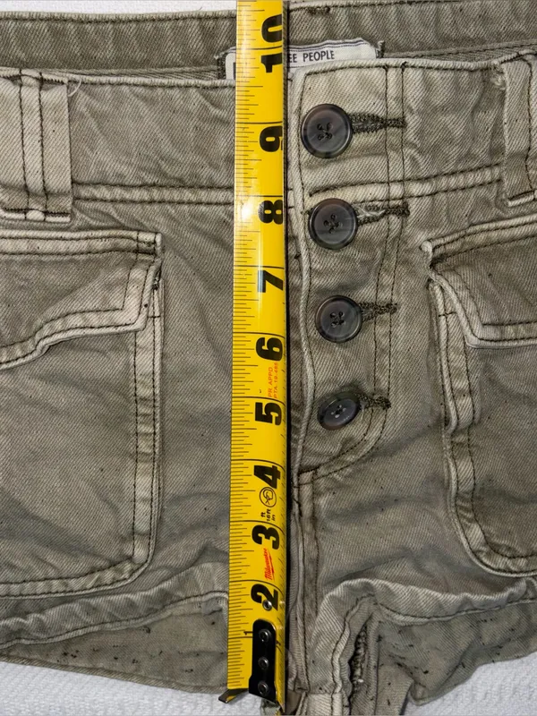 Free People Womens Cora Button Front Utility Cargo Mini Short in Moss Size 30 - Image 7