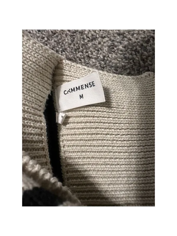 COMMENSE Crew Neck Sweater Off White Black Medium - Image 5
