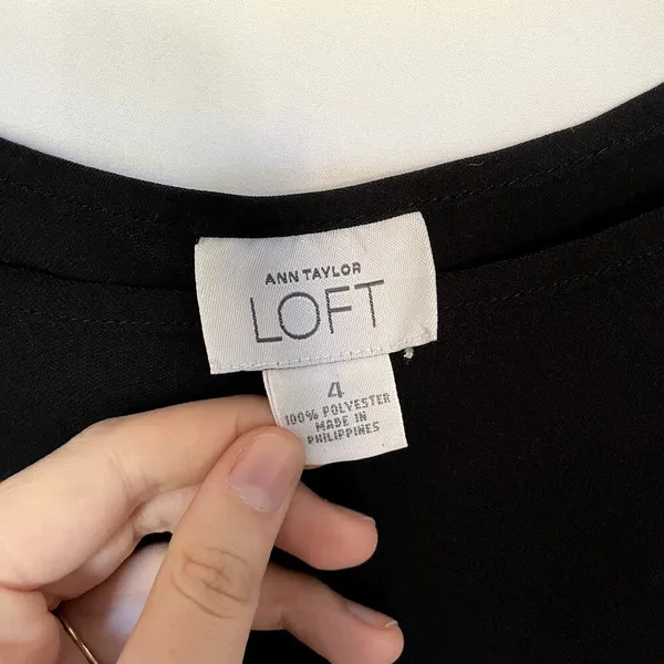 Ann Taylor LOFT black midi dress‎ sleeveless tie straps women's size 4 elegant - Image 4
