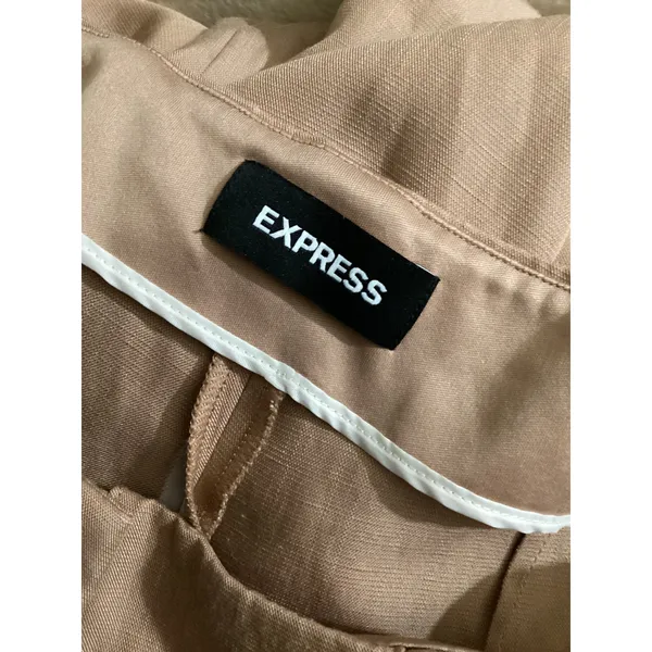 Express Cropped Wide Leg High Rise Pants Tan Size 8R Linen Blend - Image 4