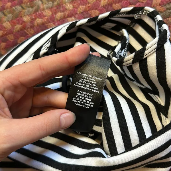 Aritzia NWOT SUNDAY BEST BLACK WHITE STRIPE CAMI V NECK THONG BODYSUIT ONE PIECE - Image 5