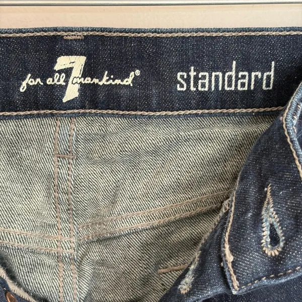 7 For All Mankind Standard Straight Leg‎ Dark Wash Jeans Size 33 Button Fly - Image 6