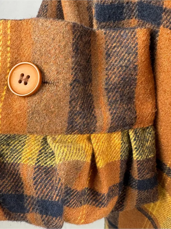 SheIn Plaid Trench Coat in Mustard & Brown - Image 11