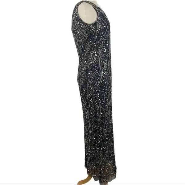 PISARRO NIGHTS Sequin & Bead Sleeveless Gown size 4 - Image 10