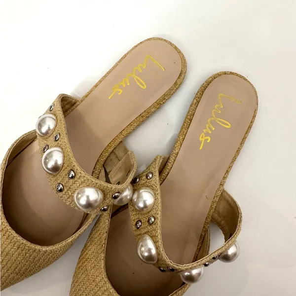 Lulus Justifyy Beige Raffia Woven Pointed-Toe Flats Size 8 - Image 6