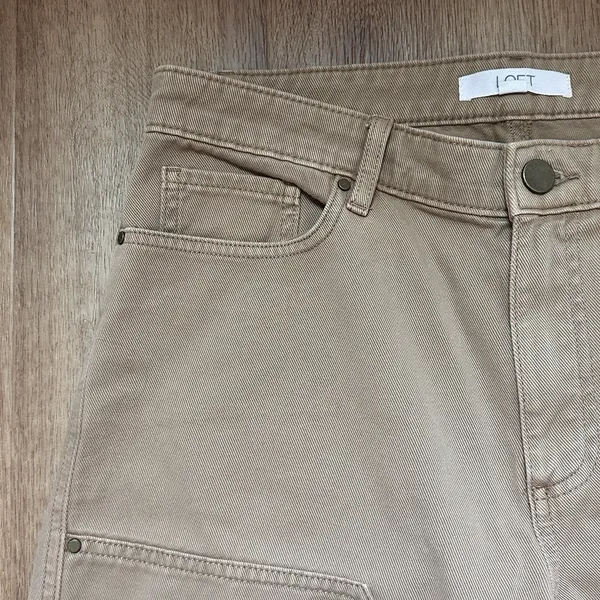 Loft Women's Tan Brown Canvas Wide Leg Utility Pants Size 4‎ - Image 2