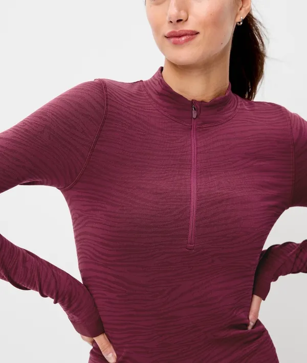 Old Navy Seamless Jacquard Mock- Neck Half-Zip Top - Image 2