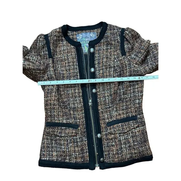 Free People Jacket Tweed‎ Full Zip Multi-Color Wool Blend Size 4 - Image 7