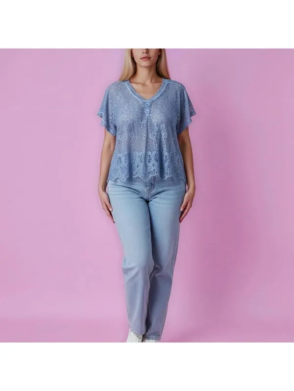 Women's Blue Blous Size M - Image 2