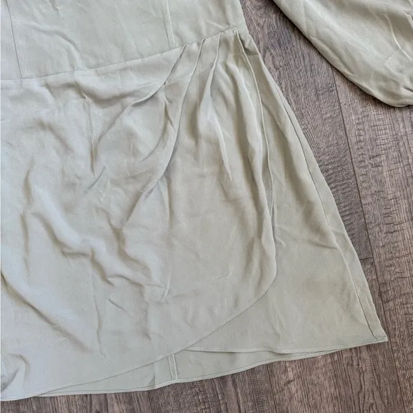 Abercrombie & Fitch Long-Sleeve Draped Skirt Mini Dress Sage Green NWT - Image 7