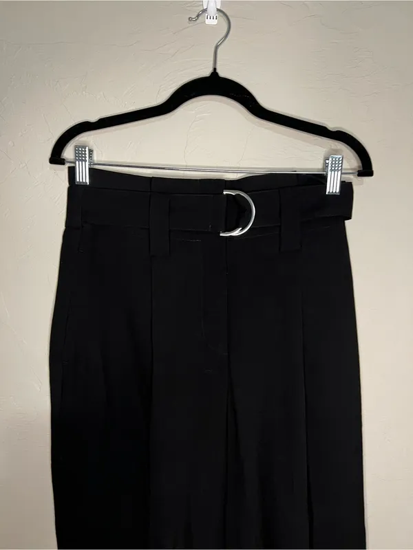 Zara NWT Black Paperbag High Rise Pleated Belted Tapered Trouser‎ Pants - Image 3
