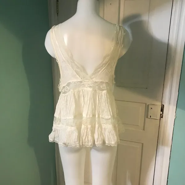 Free People Creme Lace Top szS - Image 4