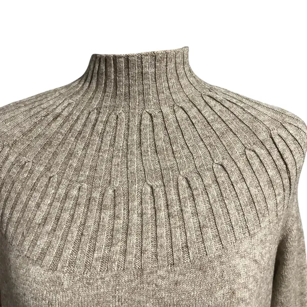 Anthropologie Women's Taupe Stretchy Mock Neck Sweater Sz S Capsule Wardrobe - Image 4