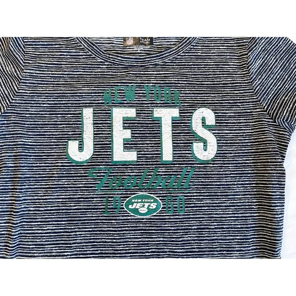 NFL New York Jets Tee Shirt | Grey & White Stripes, Short Sleeves - Image 4